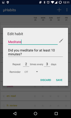 Edit habit